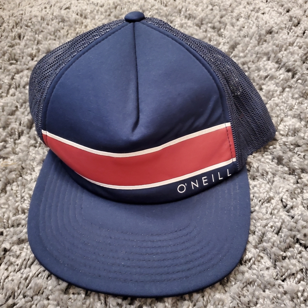 O'Neill Navy & Oragne Striped Snap-back Hat